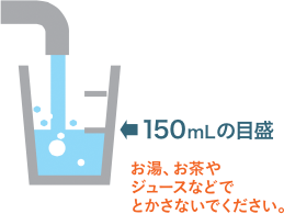 お茶やジュースなどで、とかさないでください。